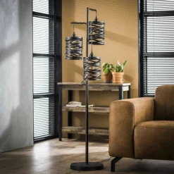 Lampadaire VOGELWAARDE Noir, 3 lumières