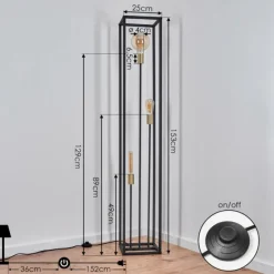 Lampadaire Woden Laiton, Noir, 3 lumières