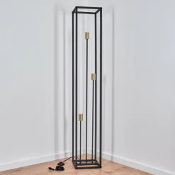 Lampadaire Woden Laiton, Noir, 3 lumières