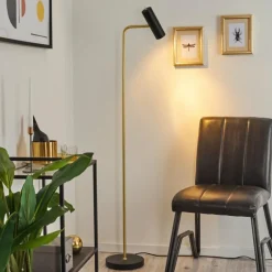 Lampadaire Zuoz Laiton, Noir, 1 lumière