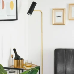 Lampadaire Zuoz Laiton, Noir, 1 lumière