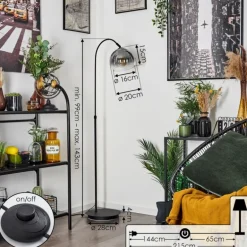 Lampe à arc Acey Noir, 1 lumière