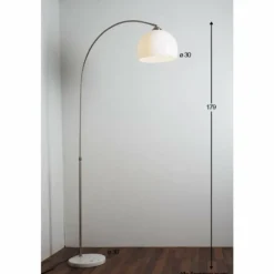 Lampe à arc Globo Newcastle Marbre, Nickel mat, 1 lumière