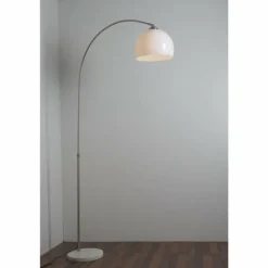 Lampe à arc Globo Newcastle Marbre, Nickel mat, 1 lumière