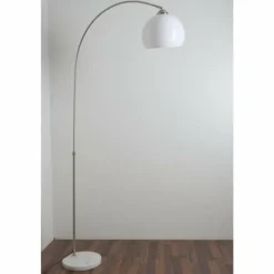 Lampe à arc Globo Newcastle Marbre, Nickel mat, 1 lumière