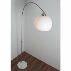 Lampe à arc Globo Newcastle Marbre, Nickel mat, 1 lumière