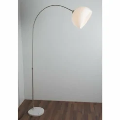 Lampe à arc Globo Newcastle Marbre, Nickel mat, 1 lumière