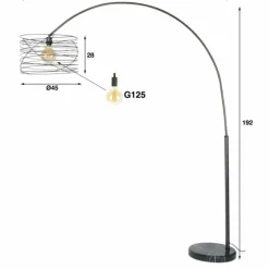Lampe à arc Laghalerveen Anthracite, 1 lumière