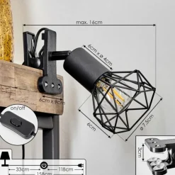 lampe â clipper Baripada Noir, 1 lumière