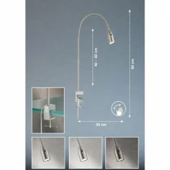 lampe â clipper Fischer & Honsel Sten LED Nickel mat, 1 lumière, Détecteur de mouvement