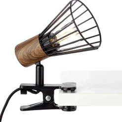 Lampe à pince Brilliant Manama Bois foncé, Noir, 1 lumière