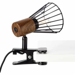 Lampe à pince Brilliant Manama Bois foncé, Noir, 1 lumière