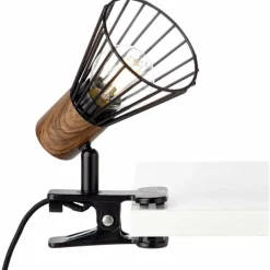 Lampe à pince Brilliant Manama Bois foncé, Noir, 1 lumière