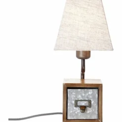 Lampe à poser Brilliant Casket Beige, Brun foncé, Zingué, 1 lumière