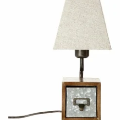 Lampe à poser Brilliant Casket Beige, Brun foncé, Zingué, 1 lumière