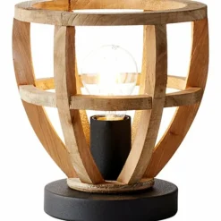 Lampe à poser Brilliant Matrix Wood Noir, 1 lumière