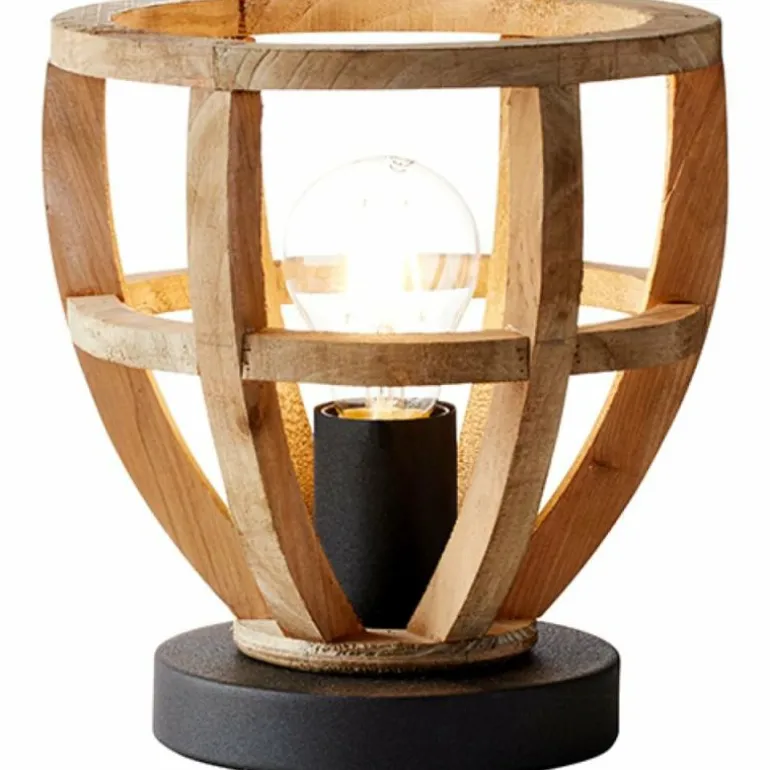 Lampe à poser Brilliant Matrix Wood Noir, 1 lumière