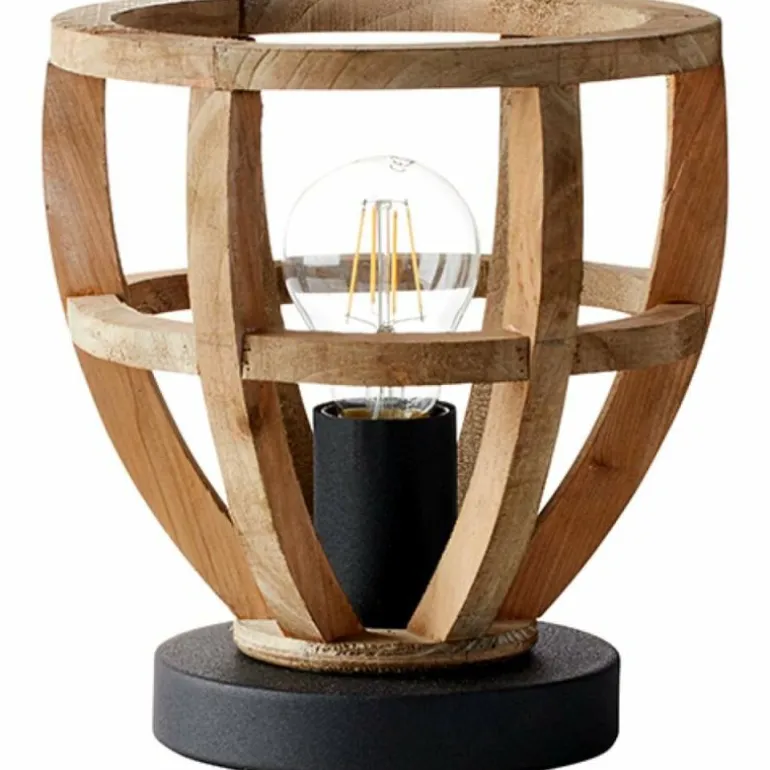 Lampe à poser Brilliant Matrix Wood Noir, 1 lumière