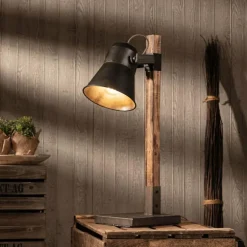 Lampe à poser Brilliant Plow Bois foncé, Noir, 1 lumière