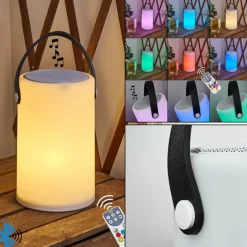 Lampe à poser Chilar LED Noir, Blanc, 1 lumière, Télécommandes, Changeur de couleurs