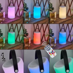 Lampe à poser Chilar LED Noir, Blanc, 1 lumière, Télécommandes, Changeur de couleurs