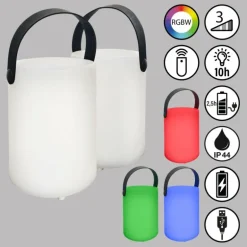 Lampe à poser FHL easy Ciro LED Blanc, 1 lumière, Télécommandes, Changeur de couleurs