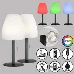 Lampe à poser FHL easy Fiumara LED Noir, 1 lumière, Télécommandes, Changeur de couleurs