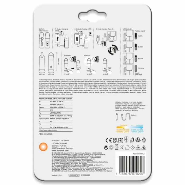 Lampe à poser LEDVANCE NIGHTLUX Gris, Blanc, 1 lumière