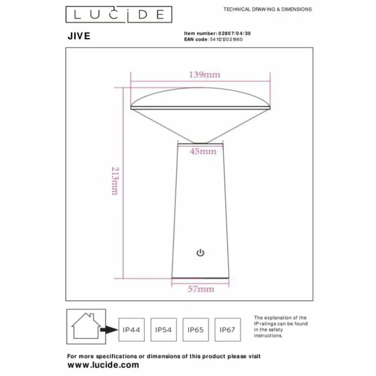 Lampe à poser Lucide JIVE LED Noir, 1 lumière