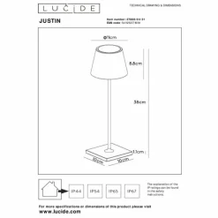 Lampe à poser Lucide JUSTIN LED Blanc, 1 lumière