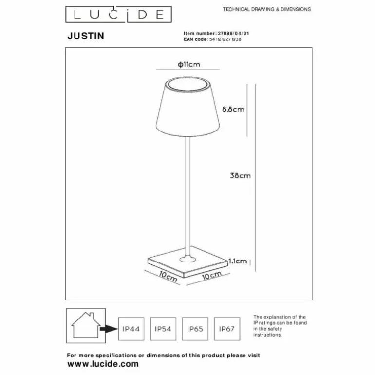 Lampe à poser Lucide JUSTIN LED Blanc, 1 lumière