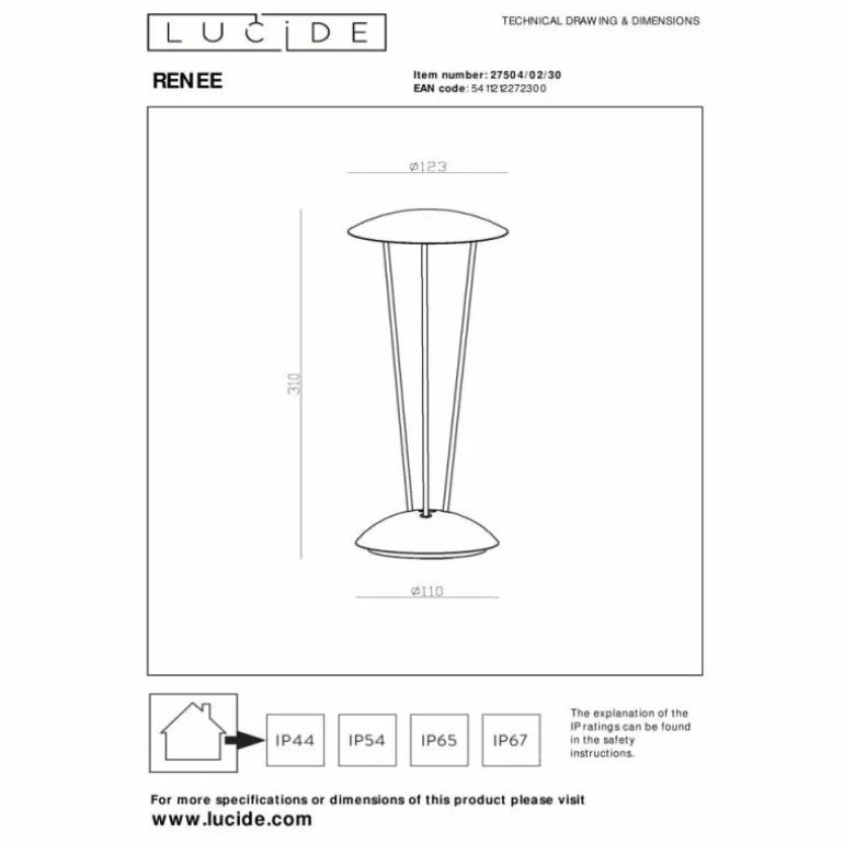 Lampe à poser Lucide RENEE LED Noir, 1 lumière