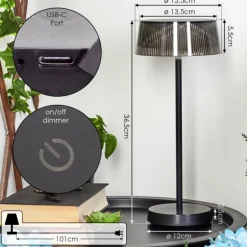 Lampe à poser Oundo LED Noir, 1 lumière