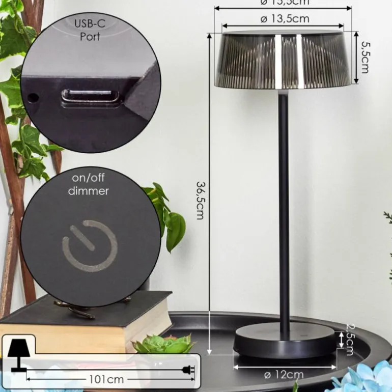 Lampe à poser Oundo LED Noir, 1 lumière