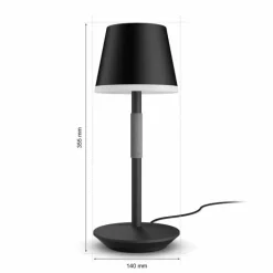 Lampe à poser Philips Hue Go LED Gris, Noir, 1 lumière, Changeur de couleurs