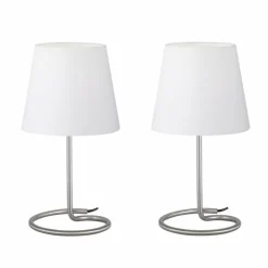 Lampe à poser Reality Twin Nickel mat, 2 lumières
