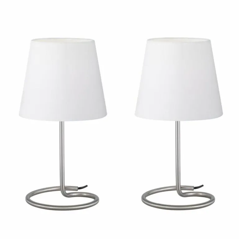 Lampe à poser Reality Twin Nickel mat, 2 lumières