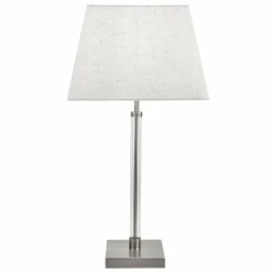 Lampe à poser Searchlight SIENA Nickel mat, Transparent, Blanc, 1 lumière