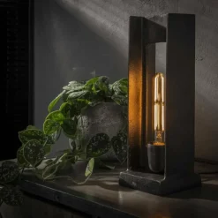 Lampe à poser UGCHELEN Nickel mat, Noir, 1 lumière