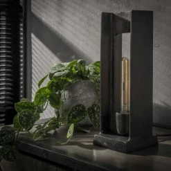 Lampe à poser UGCHELEN Nickel mat, Noir, 1 lumière