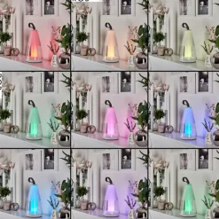 Lampe à poser Yari LED Gris, Transparent, Blanc, 1 lumière, Télécommandes, Changeur de couleurs