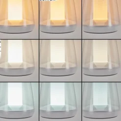 Lampe à poser Yari LED Gris, Transparent, Blanc, 1 lumière, Télécommandes, Changeur de couleurs