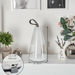 Lampe à poser Yari LED Gris, Transparent, Blanc, 1 lumière, Télécommandes, Changeur de couleurs