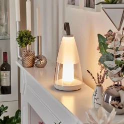 Lampe à poser Yari LED Gris, Transparent, Blanc, 1 lumière, Télécommandes, Changeur de couleurs