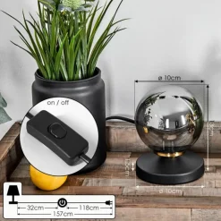 Lampe de table Chehalis Laiton, Noir, 1 lumière