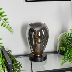 Lampe de table Lincura Laiton, Noir, 1 lumière