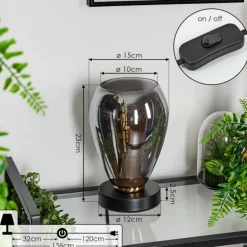 Lampe de table Lincura Laiton, Noir, 1 lumière