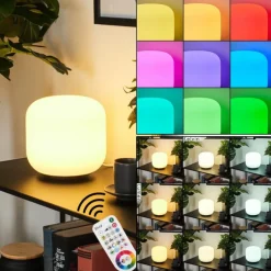 Lampe de table Loural LED Nickel mat, 1 lumière, Télécommandes, Changeur de couleurs