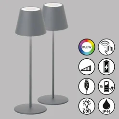 Lampe de table 2 set FHL easy Cosenza LED Gris, 1 lumière, Changeur de couleurs