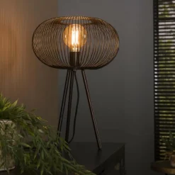 Lampe de table Vagney Nickel mat, Noir, 1 lumière